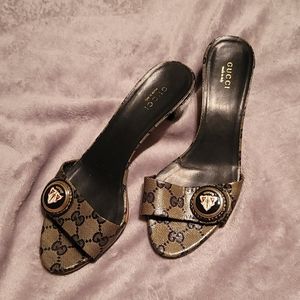 Gucci Monogram Kitten Emblem Heels